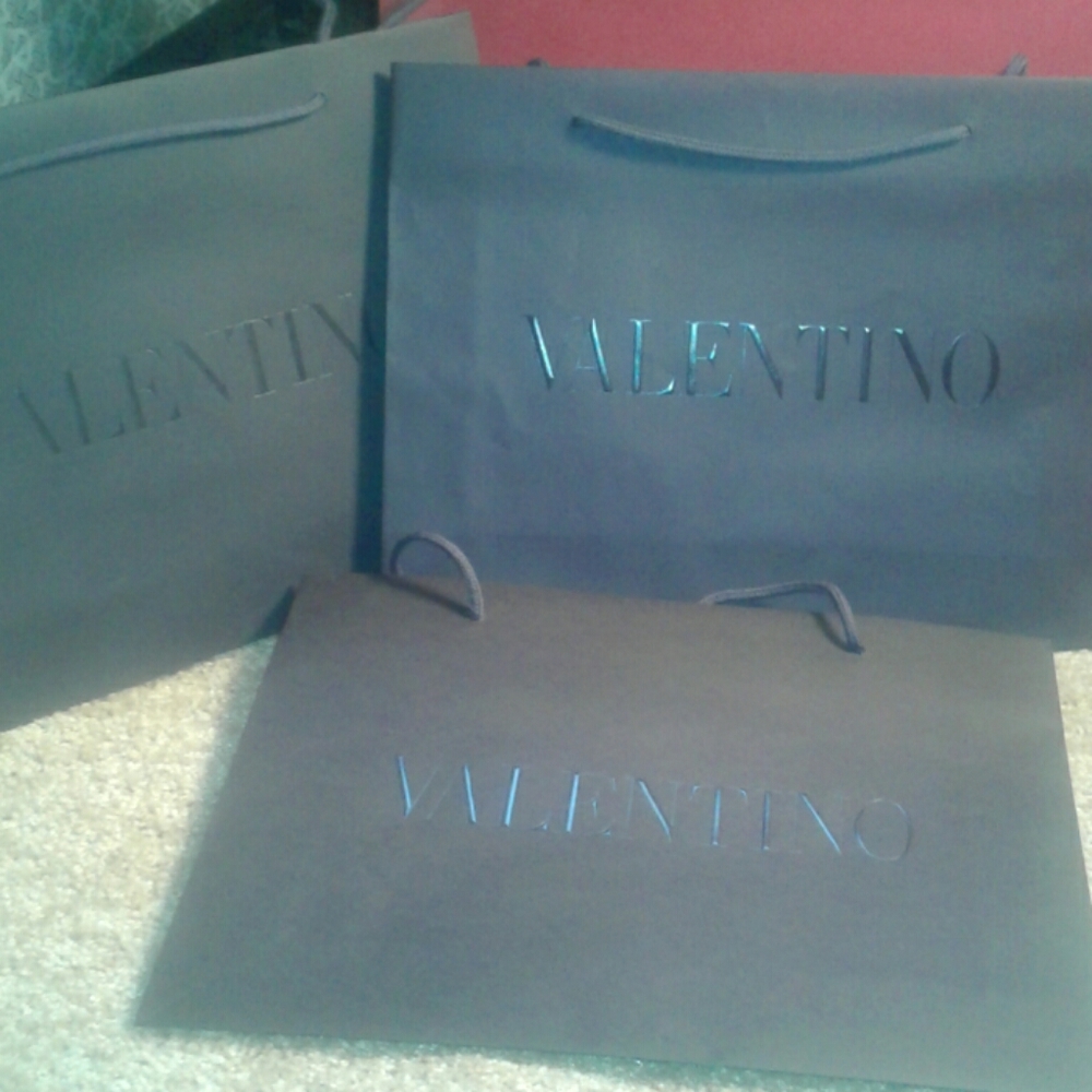 3 Black on Black Valentino Shopping Bags wHandles